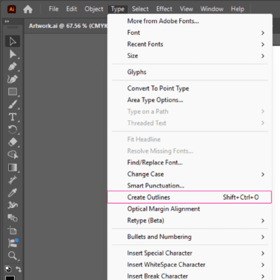 How to outline fonts in Adobe Illustrator before submitting artwork for online printing Brisbane.