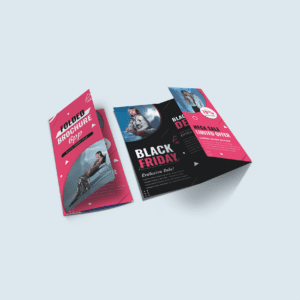 Bright pink retail 6pp trifold brochure