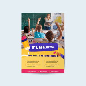 Flyer for the education industry promoting back to school