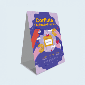Folded corflute a-frame sign for a non-profit organisation