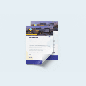 Hospital letterhead design mockup on a plain background