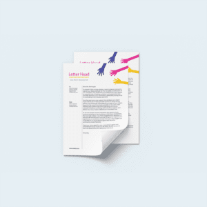 Non-profit organisation letterhead design mockup on a plain background