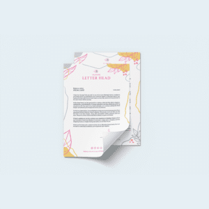 Retail fashion boutique letterhead design mockup on a plain background