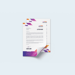 Car dealership letterhead design mockup on a plain background