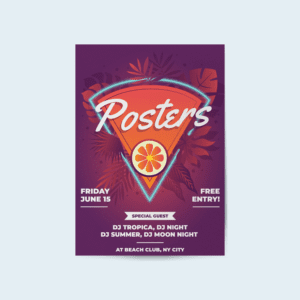Portrait poster advertising an event at a hospitality venue