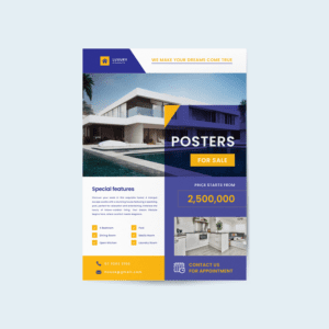 Real estate poster showcasing a modern home for sale
