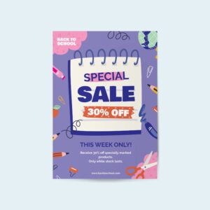Flyer promoting a sale at a retail store