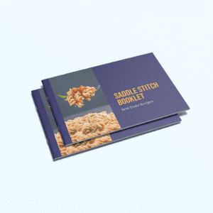 Landscape saddle stitch booklet containing pasta recipes
