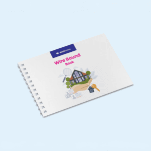 Landscape white wire bound book for a real estate agency