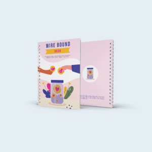 Portrait white wire bound book for a non-profit organisation