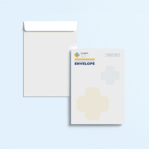 C4 envelope design mockup for a hospital
